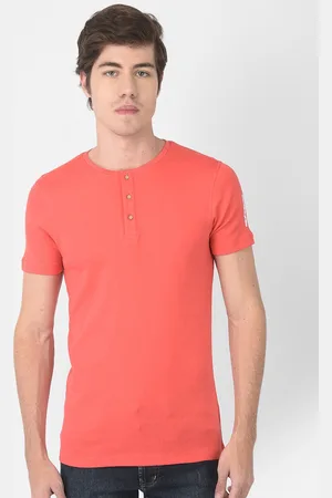 NUMERO UNO Slim Fit Henley Neck Short Sleeves Cotton T-shirt