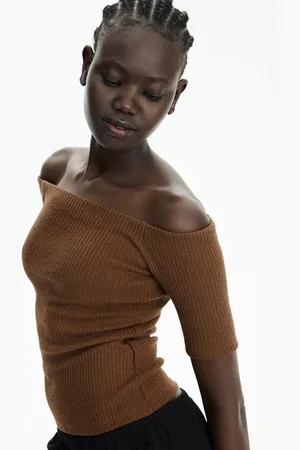 H&M Rib-Knit Off-The-Shoulder Top