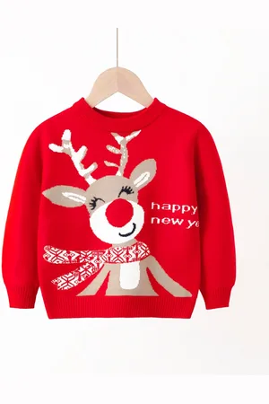 Stylecast Girls Red Graphic Printed Pullover Sweater