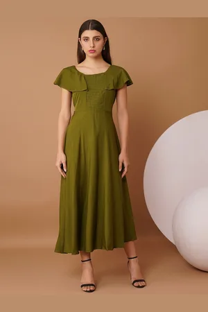 Chemistry Round Neck Flared Sleeves Crepe Maxi Dress