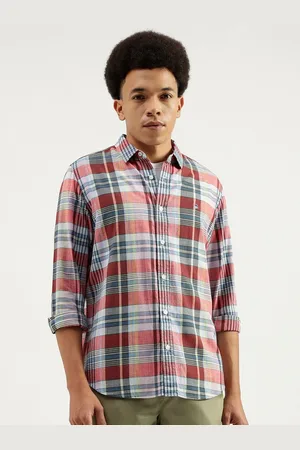 Benetton Tartan Checked Spread Collar Pure Cotton Casual Shirt
