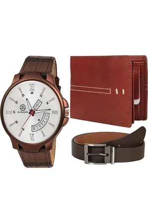 MARKQUES Men Brown Leather Accessory Gift Set