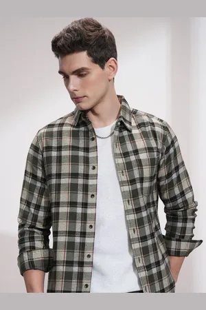 Highlander Men Slim Fit Opaque Checked Casual Shirt