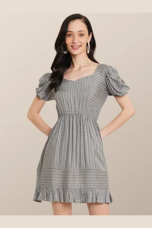 Chemistry Print Puff Sleeve Fit & Flare Dress