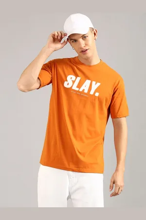 Joven Men Typography Printed Drop-Shoulder Sleeves Applique T-shirt