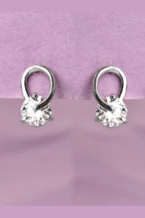 CLARA Rhodium-Plated Contemporary Studs Earrings