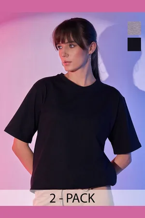 BuyNewTrend Women 2 Henley Neck Extended Sleeves Raw Edge T-shirt
