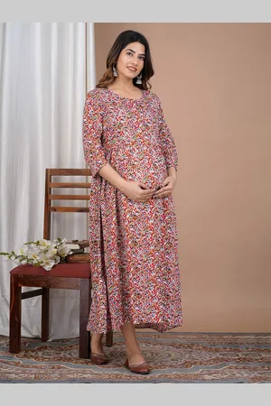 BAESD Ethnic Motifs Printed Maternity Fit & Flare Dress