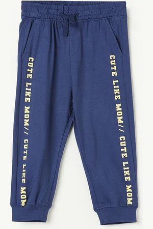 Lifestyle Boys Typography Printed Mid-Rise Pure Cotton Joggers