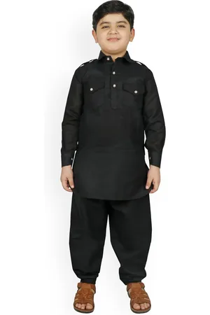 SG Boys Black Solid Kurta with Salwar