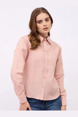 Styli Women Spread Collar Textured Cotton Casual Shirt