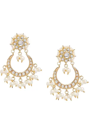 Bamboo Tree Jewels Gold-Plated Crescent Shaped Chandbalis Earrings