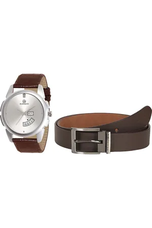 MARKQUES Men Solid Leather Watch and Belt Combo Gift Set