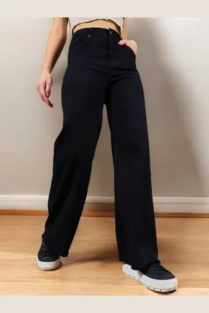 DOLCE CRUDO Women Wide Leg High-Rise Stretchable Jeans