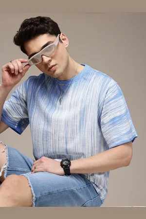 The Roadster Life Co. Men Tie and Dye Stripes Printed Relaxed Fit T-shirt