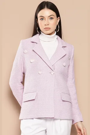Chemistry Knitted Self-Design Double-Breasted Blazer