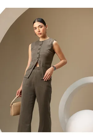 Chemistry Womens Striped Waiscoat & Trouser Co-Ord Set