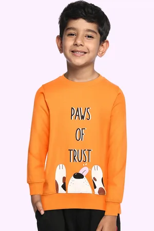 Miss & Chief Boys Orange Printed Sweatshirt