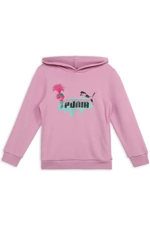 PUMA X TROLLS Boys Printed Cotton Long Sleeve Hooded Sweatshirt