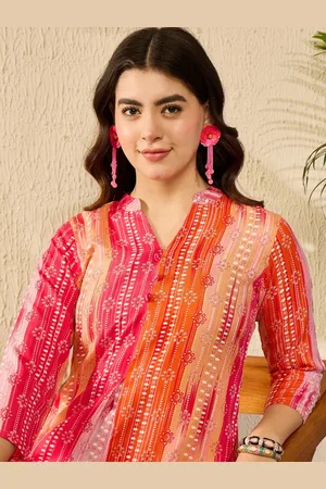 Kalini Women Floral Printed Mandarin Collar Top