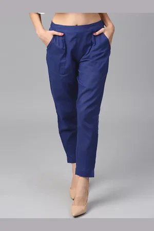 Kalini Women Mid-Rise Pleated Regular Fit Cropped Trousers