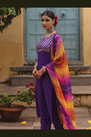 anayna Women Yoke Design Regular Gotta Patti Kurta with Trousers & With Dupatta
