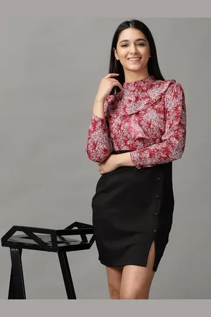 SHOWOFF Women Maroon & Black Chiffon Sheath Dress