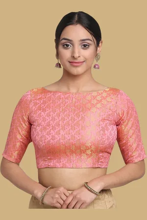 OOMPH Women Woven Design Boat Neck Saree Blouse