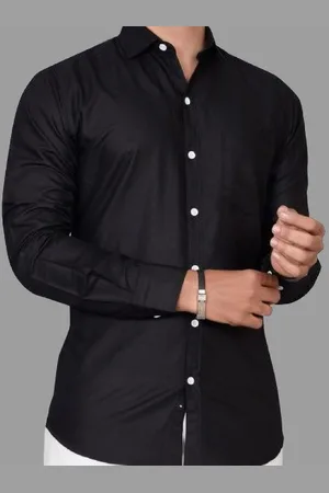 Metronaut Men Standard Regular Fit Spread Collar Solid Cotton Casual Shirt