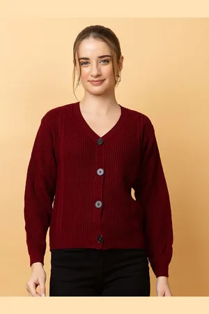 CLAPTON Women Ribbed Woollen Cardigan