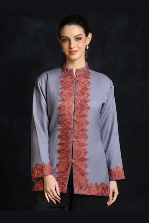 Exotic India Women Woollen Ethnic Tailored Jacket