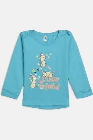 V-Mart Infant Girls Typography Printed Cotton T-shirt