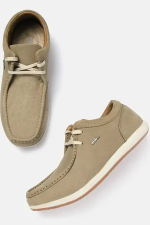 Woodland Men Khaki Solid Leather Sneakers