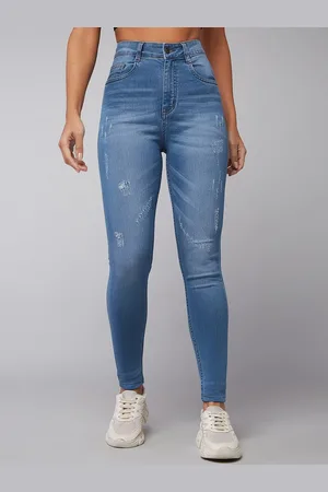 Miss Chase Women Skinny Fit High-Rise Mildly Distressed Light Fade Stretchable Jeans