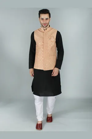 Exotic India Spanish Villa Kamdani Chikankari Ethnic Georgette Nehru Jacket Waist Coat