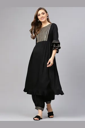 IDALIA Gotta Patti Bell Sleeves Boat Neck Anarkali Kurta with Patiala