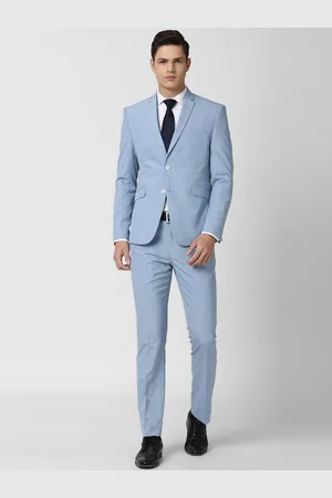 V Dot Men Blue Single-Breasted Skinny-Fit Formal Suit