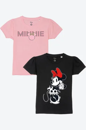 YK Girls Pack Of 2 Minnie Mouse Print & Typography Round Neck T-shirt