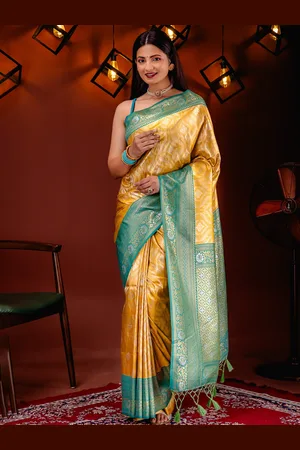 Mimosa Ethnic Motifs Woven Design Zari Art Silk Kanjeevaram Saree
