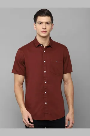 Louis Philippe Men Maroon Slim Fit Casual Cotton Shirt