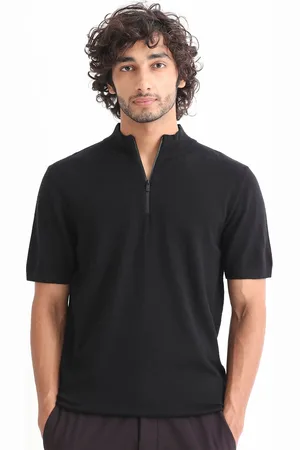 RARE RABBIT Men Alfet Z Mock Collar Slim Fit T-Shirt