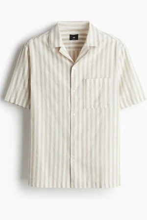 H&M Regular Fit Short-Sleeved Linen-Blend Shirt