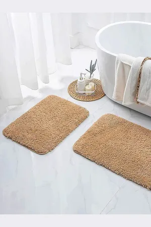 Nautica Pack Of 2 Brown Solid 2800 GSM Anti-Slip Bath Rug