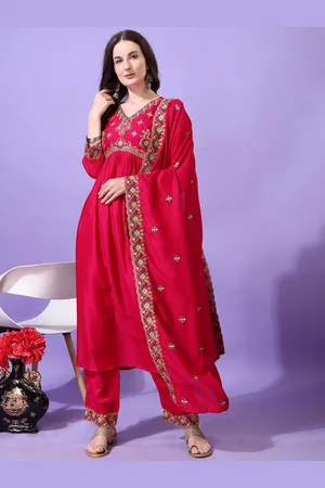 Kalini Women Ethnic Motifs Embroidered Regular Thread Work Kurta with Palazzos & With Dupatta