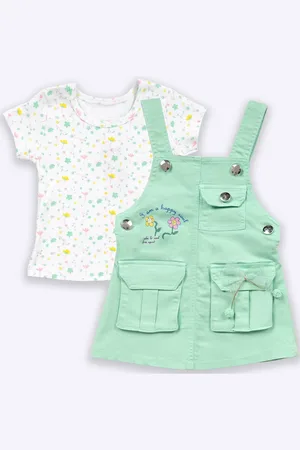 Babys Day Infants Girls Dungaree With Printed T-Shirt