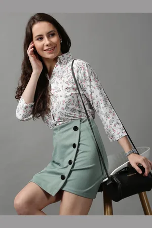SHOWOFF Women White Floral Printed Casual Shirt