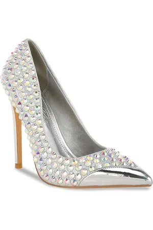 London Rag Embellished Leather Kitten Pumps