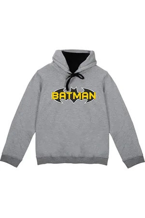 Batman Boys Grey Printed Hooded Sweatshirt With Attached Face Covering