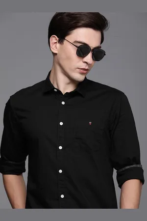 Louis Philippe Men Black Slim Fit Casual Pure Cotton Shirt
