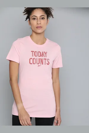 Reebok Women Pink Printed Workout Graphic T-shirt